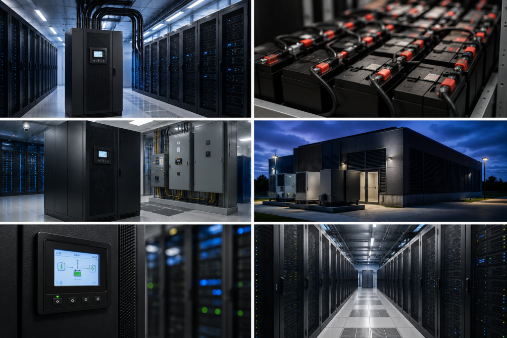 Data centre servers with UPS backup power systems