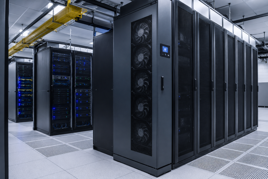 Modern data centre with server racks